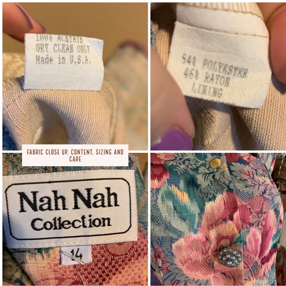 VINTAGE 1990'S NAH NAH COLLECTION FLORAL PRINT BROCADE BLAZER (14) - Picture 12 of 14